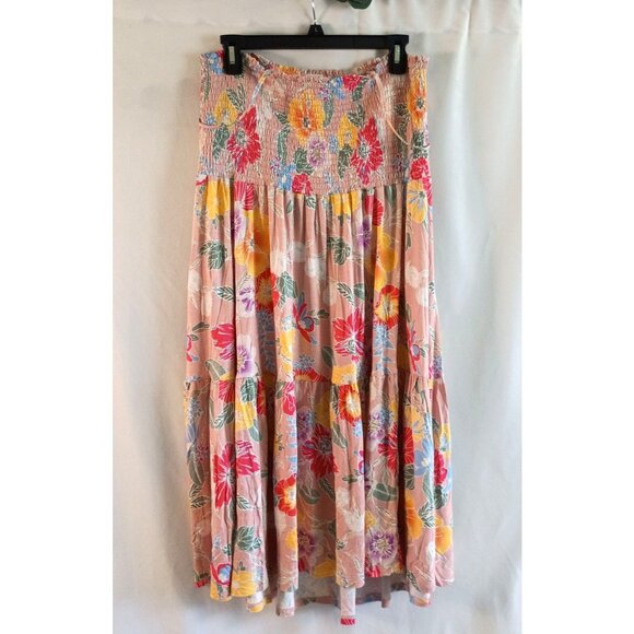 Time and Tru Convertible Maxi Dress Skirt Pink Floral Strapless Women’s L - Picture 2 of 8